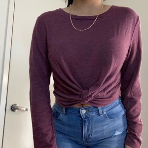 Maroon cropped knot sweater